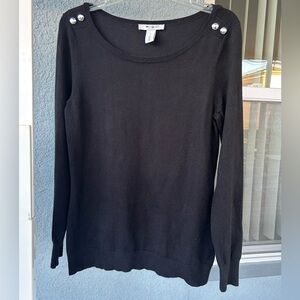 White House Black Market Silver Accents  Lightweight Popover Sweater Top Size M